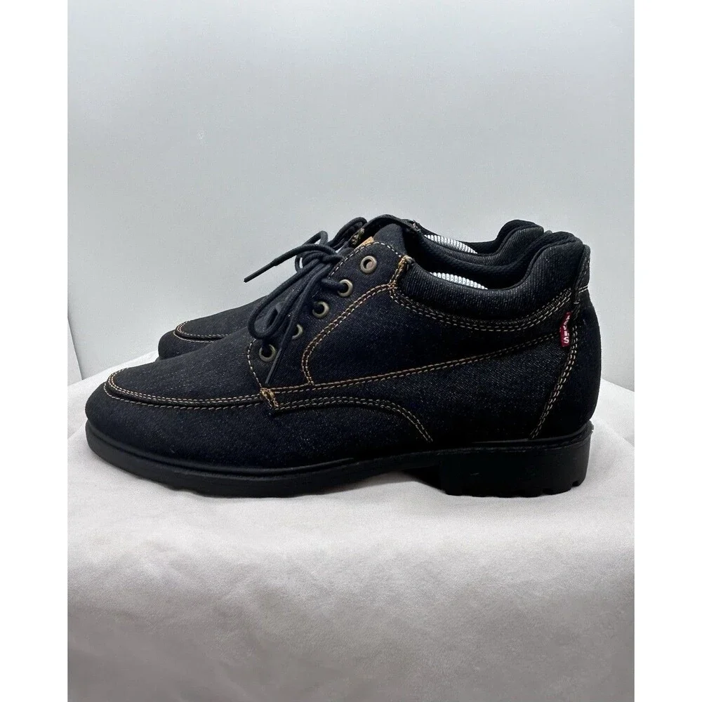 Levi Strauss Mens Size 8.5 Blue Denim Ankle‎ Lace Up Loafers